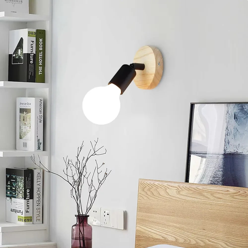 Vintage Retro Wall Lamp | Adjustable Wooden &amp; Metal Sconce