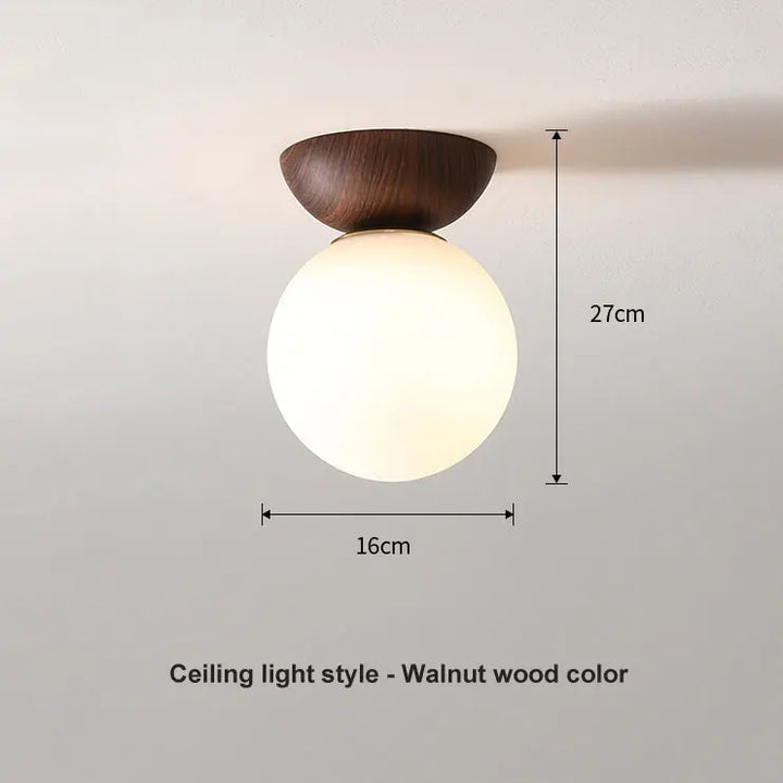 Modern Nordic Glass Ball Ceiling &amp; Pendant Light | Wood Finish