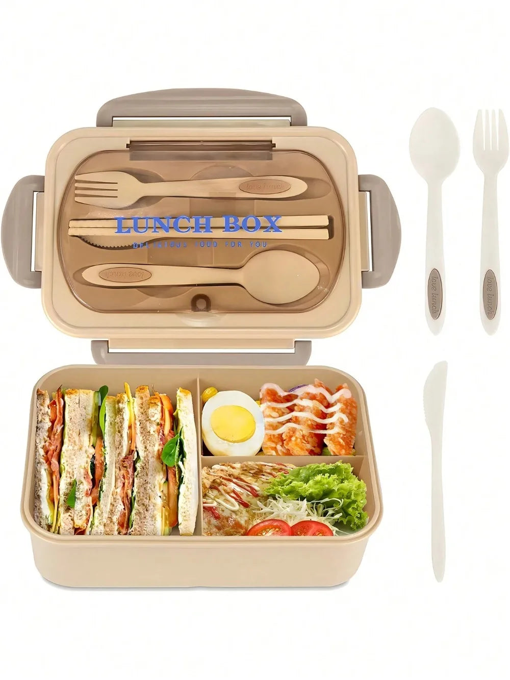 MealMate | Bento Lunch Box with Utensils | 4 Compartments &amp; Leak-Proof Design
