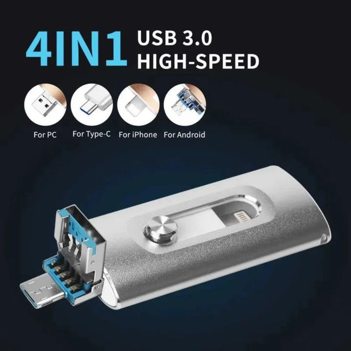 External Hard Drive Portable SSD 4 in 1 USB 3.0 OTG Flash Drive