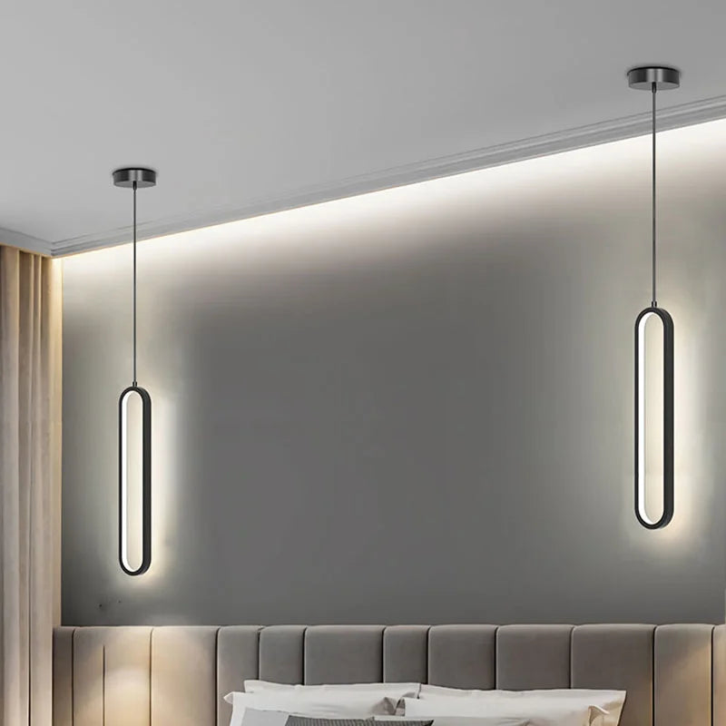 Modern Minimalist LED Pendant Light | Gold &amp; Black Hanging Lamp for Bedroom, Dining &amp; Living Spaces