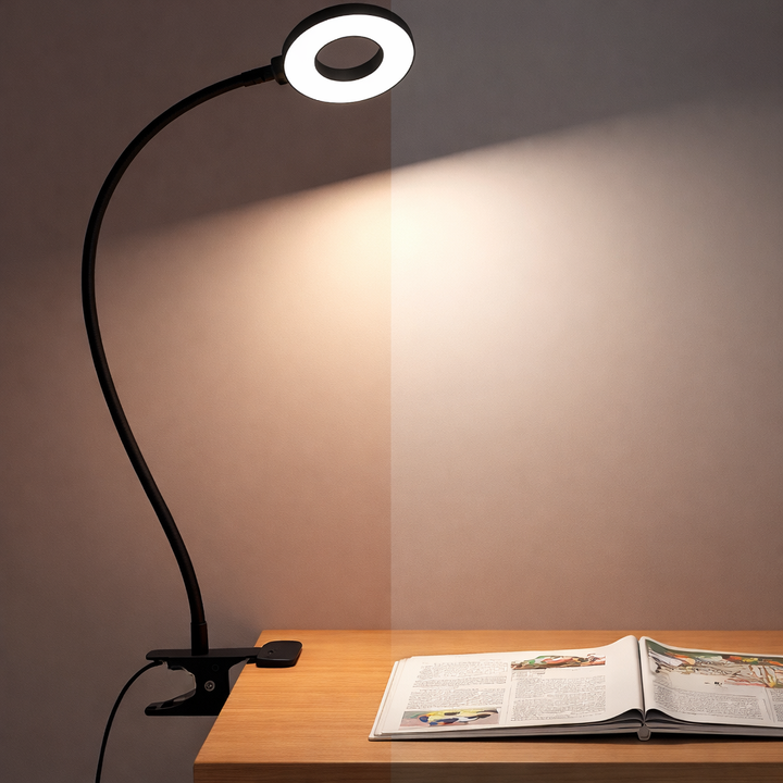 Desk Lamp Clip Flexible LED Reading Light 3 colour Modes