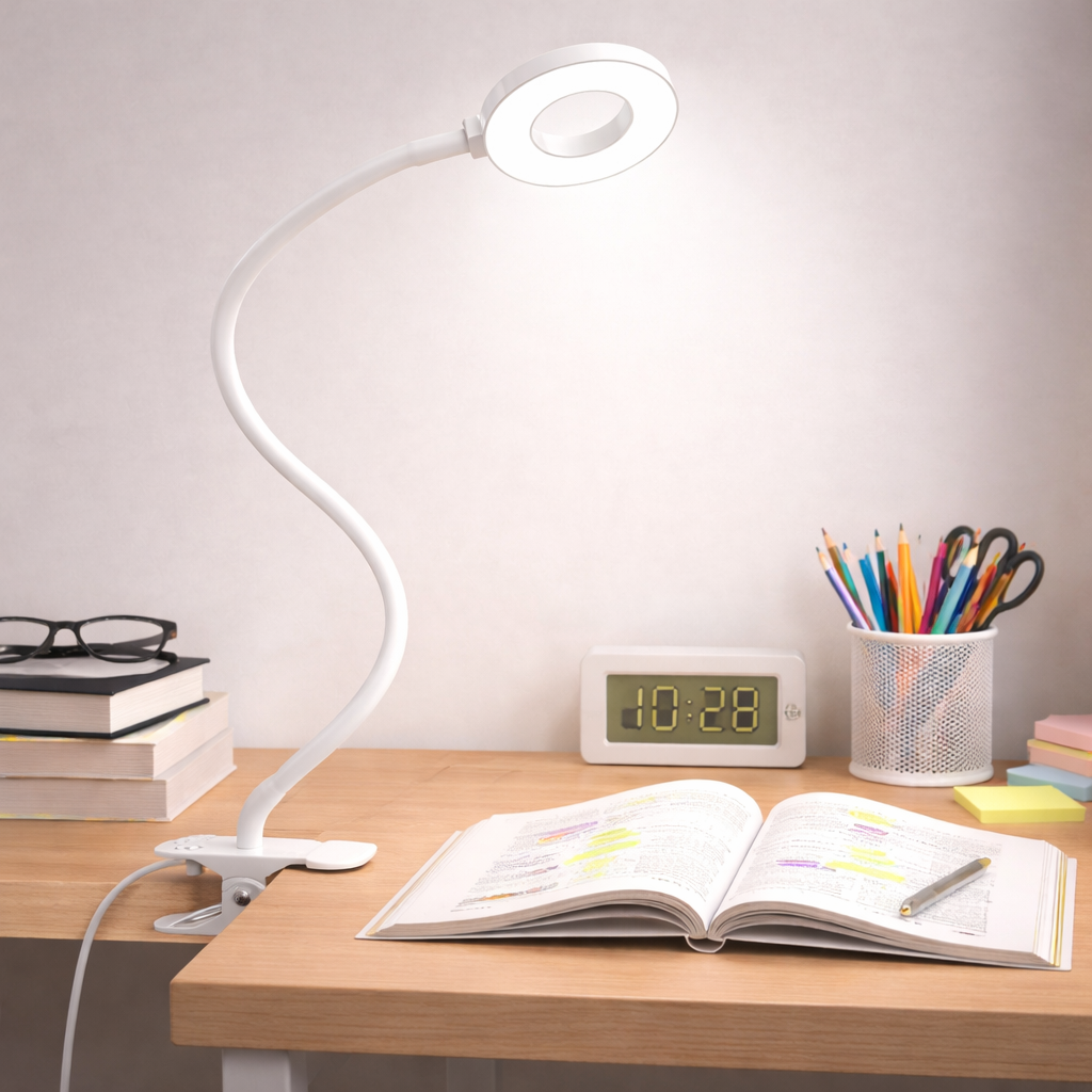 Desk Lamp Clip Flexible LED Reading Light 3 colour Modes