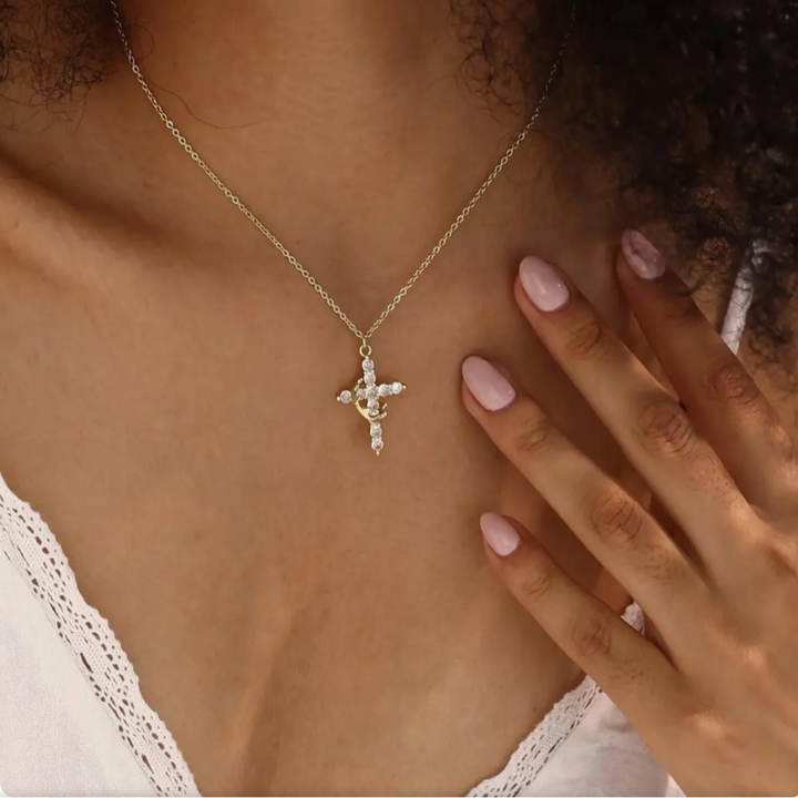 Necklace Cross Pendant Crown Mothers Day Faith Jewellery Gift