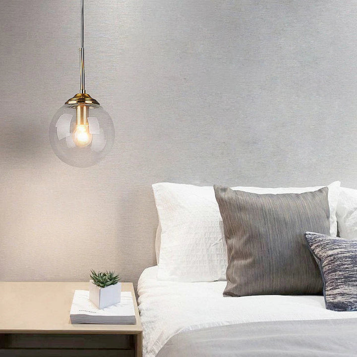Modern Nordic Glass Globe Pendant Light | Amber, Smoke Grey, Clear Glass