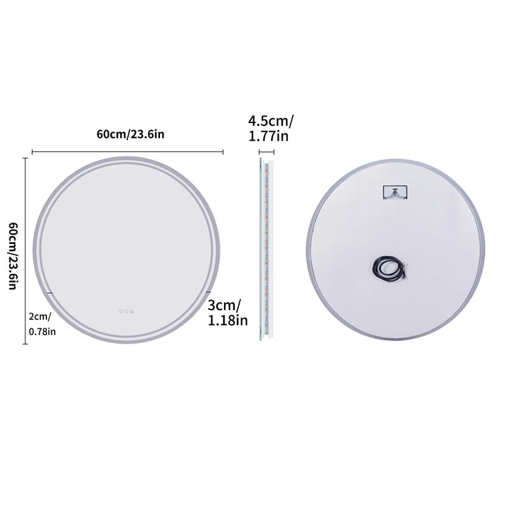 LuvoRound | Round LED Bathroom Mirror | Anti-Fog &amp; Dimmable Touch Screen