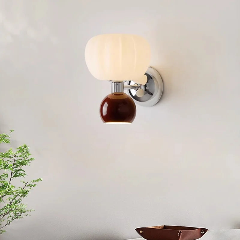 Nordic Pumpkin Wall Lamp | Modern Glass &amp; Metal Sconce