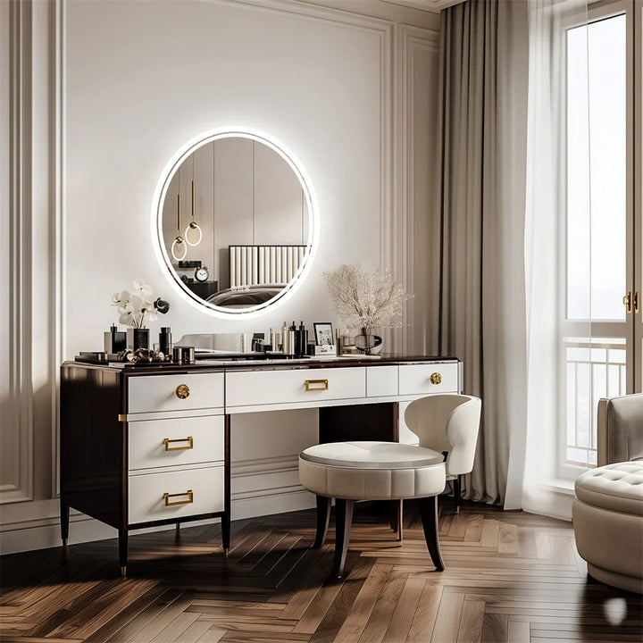 LuvoRound | Round LED Bathroom Mirror | Anti-Fog &amp; Dimmable Touch Screen