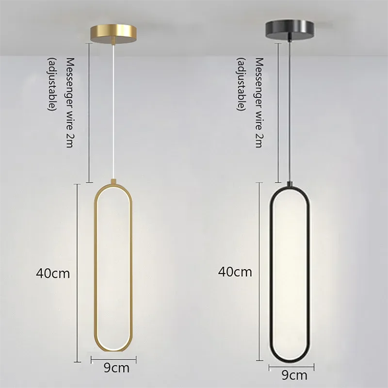 Modern Minimalist LED Pendant Light | Gold &amp; Black Hanging Lamp for Bedroom, Dining &amp; Living Spaces