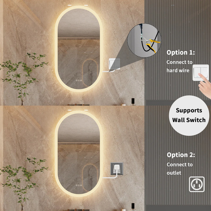LumoOval | Oval LED Bathroom Mirror | Anti-Fog &amp; Dimmable Backlit Design