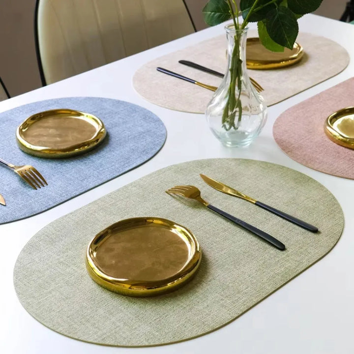 LinoMat | Oval Faux Leather Placemats | Heat Resistant &amp;amp; Non-Slip