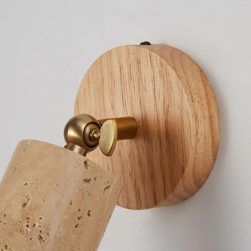 Huangdong Wall Lamp | Wabi-Sabi Travertine &amp; Wood Light