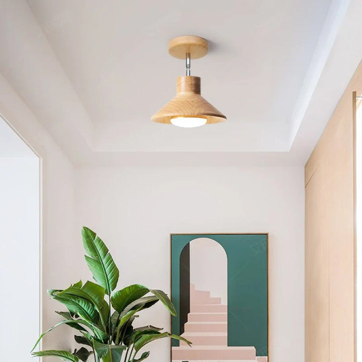 NordicWood Ceiling Lamp | Natural Timber Cone Design