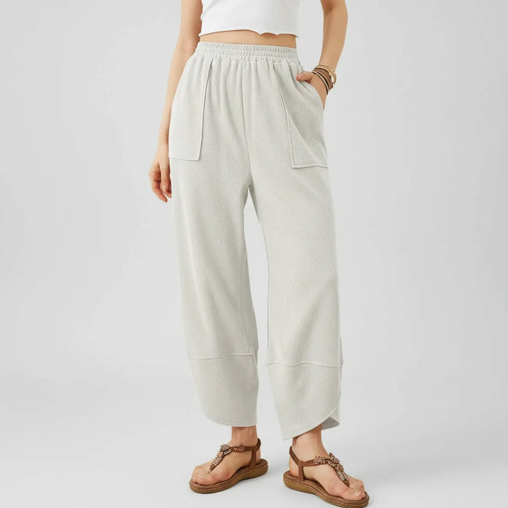 Women Trousers Casual Loose Fit Straight Leg Lightweight Summer Trousers