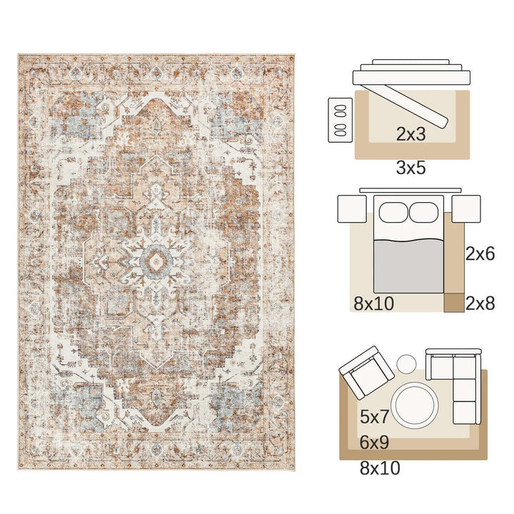 Heritage Medallion Rug | Foldable Non-Slip Oriental Style Carpet
