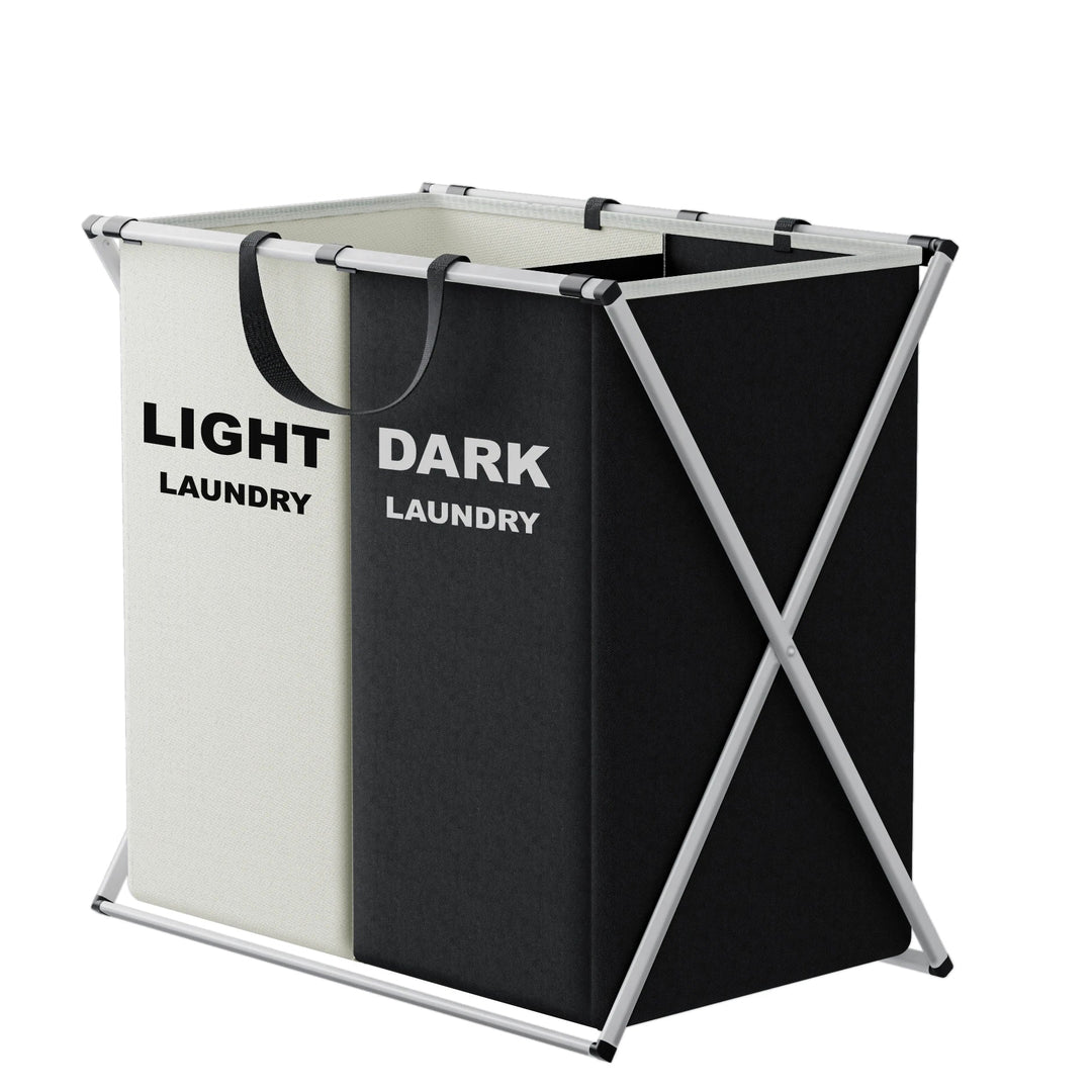 TriSort | Multi-Section Laundry Hamper | Foldable Clothes Basket with Compartments