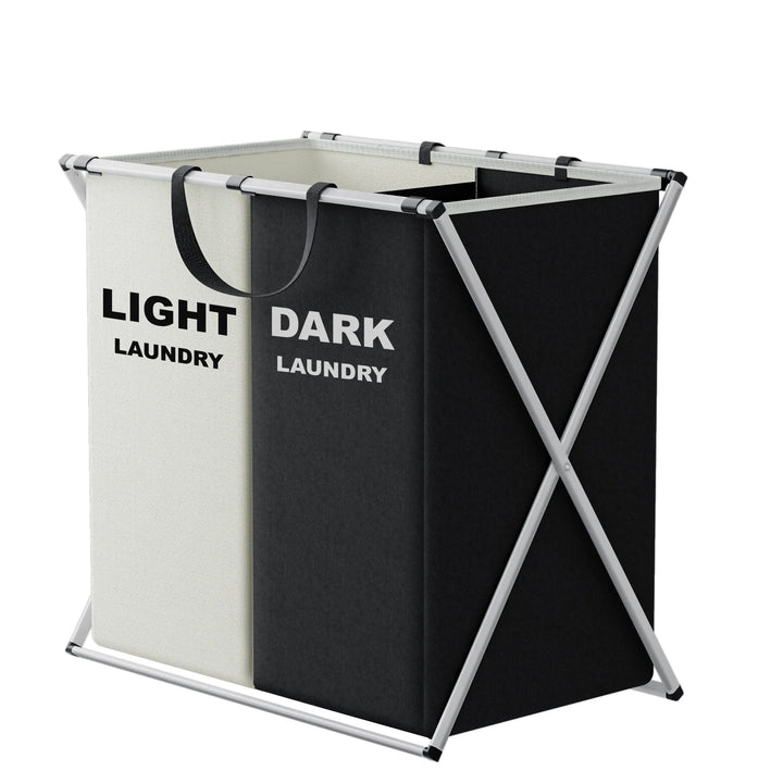 TriSort | Multi-Section Laundry Hamper | Foldable Clothes Basket with Compartments