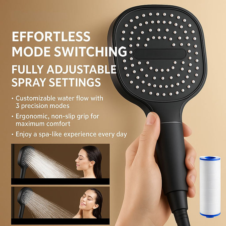 Shower Head High Pressure Filter Turbo Boost Adjustable Spray