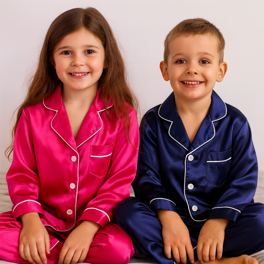 Kids Pajama Set Button Top Trousers Sleepwear