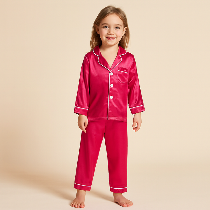 Kids Pajama Set Button Top Trousers Sleepwear