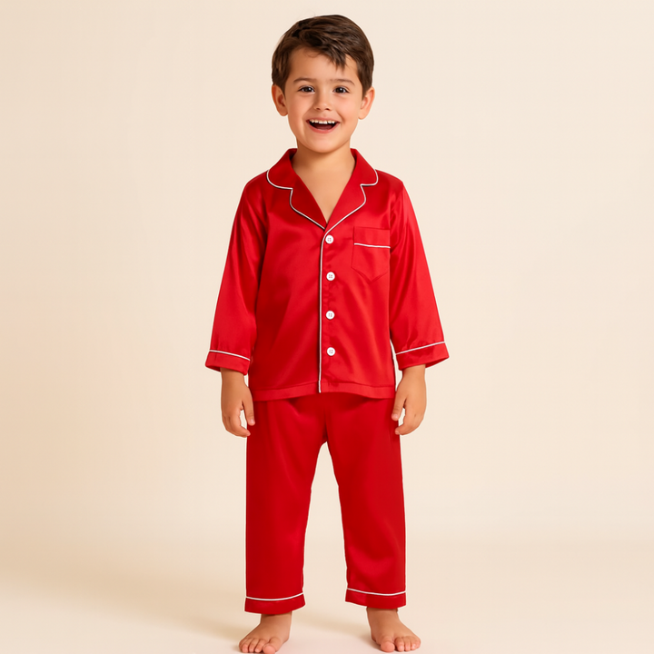 Kids Pajama Set Button Top Trousers Sleepwear
