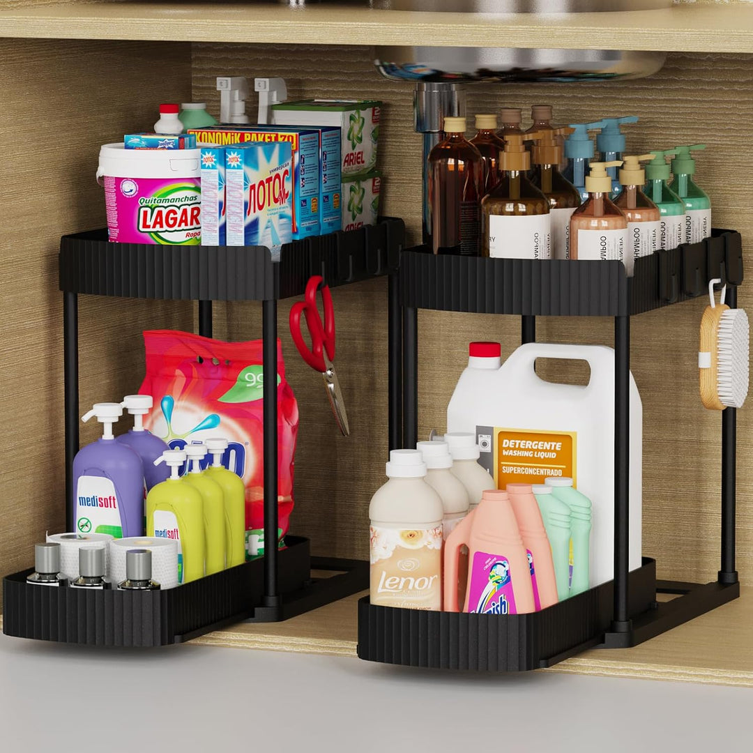 Under Sink Organizer Set 2 Pack Multi Purpose Storage Drawers
