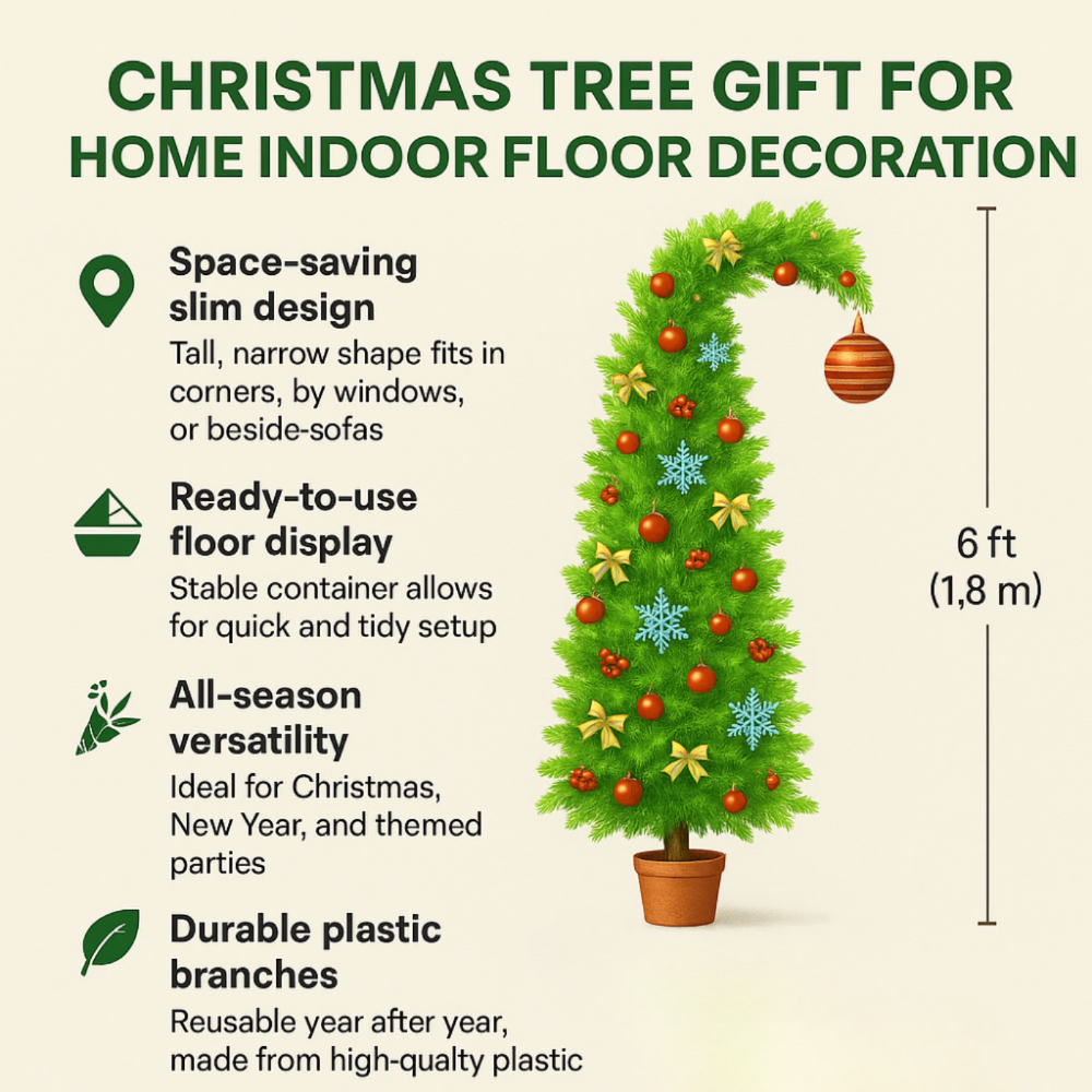 Christmas Tree Slim Artificial Floor Decor Home Seasonal Display