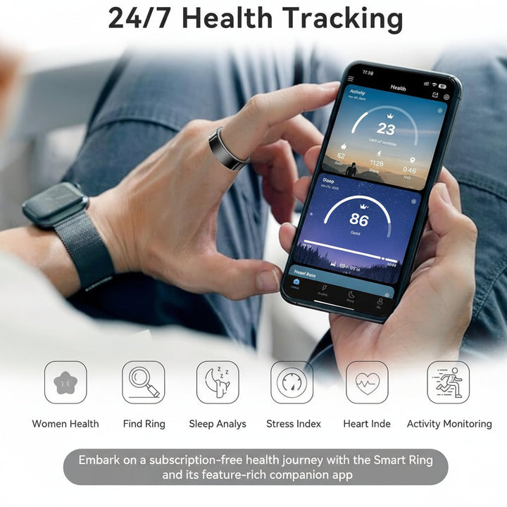 Smart Ring Fitness Tracker Health Monitor Waterproof Sleep Ring
