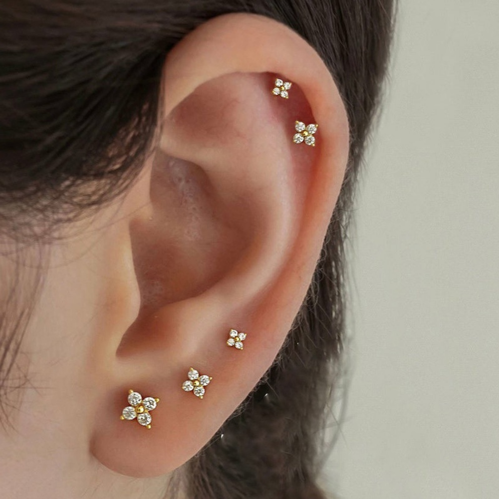 Earrings Mothers Day Gift Gold Flower Stud Birthstone Jewellery