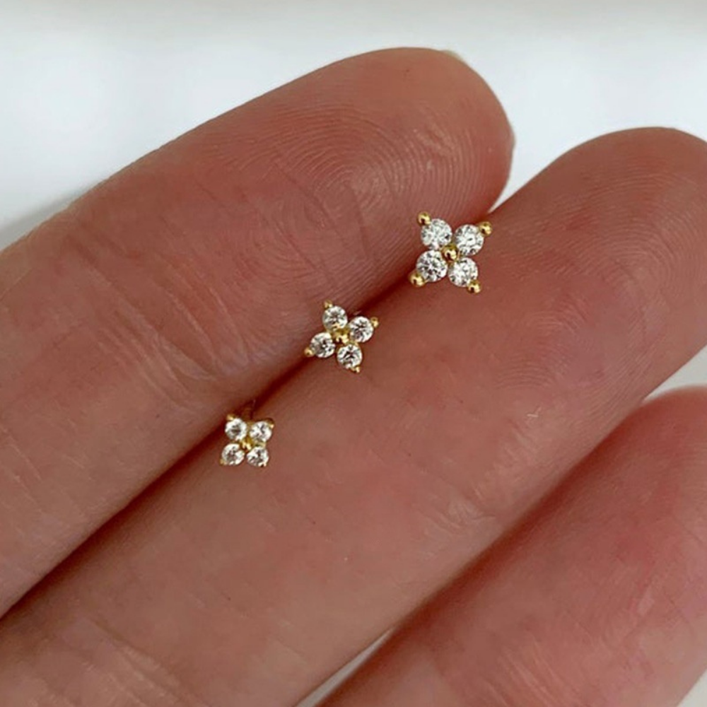 Earrings Mothers Day Gift Gold Flower Stud Birthstone Jewellery