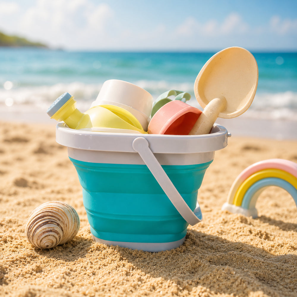 Summer Beach Toys Foldable Sand Bucket Kids Outdoor Play Set