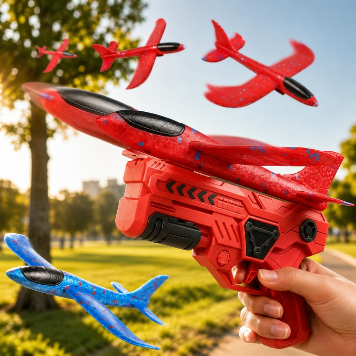 Airplane Launcher Toy Kids Outdoor Foam Glider Catapult