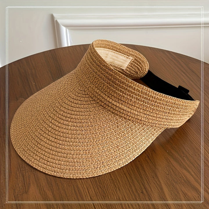 Sun Hat Wide Brim Foldable Straw Visor