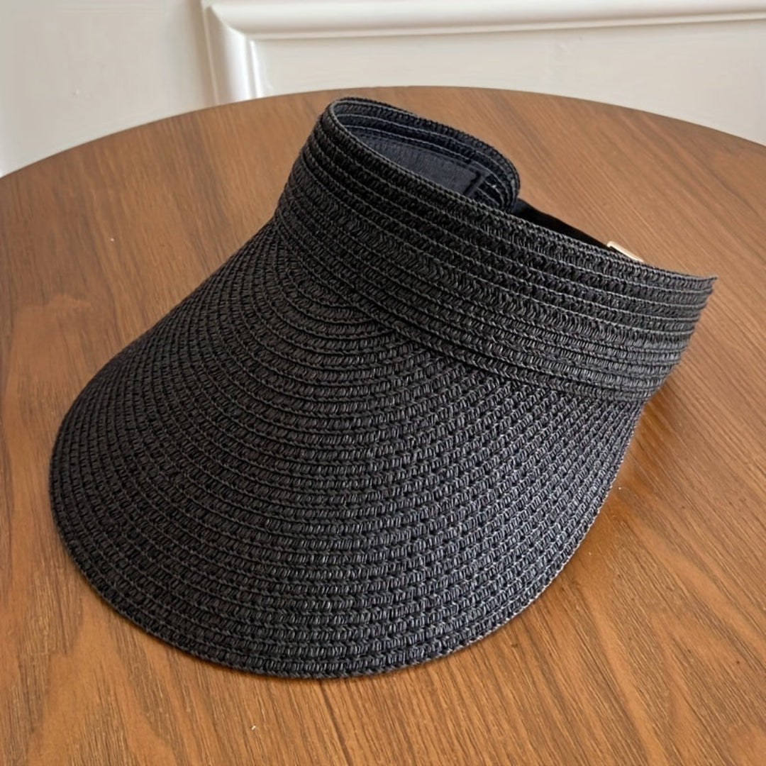Sun Hat Wide Brim Foldable Straw Visor