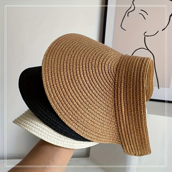 Sun Hat Wide Brim Foldable Straw Visor