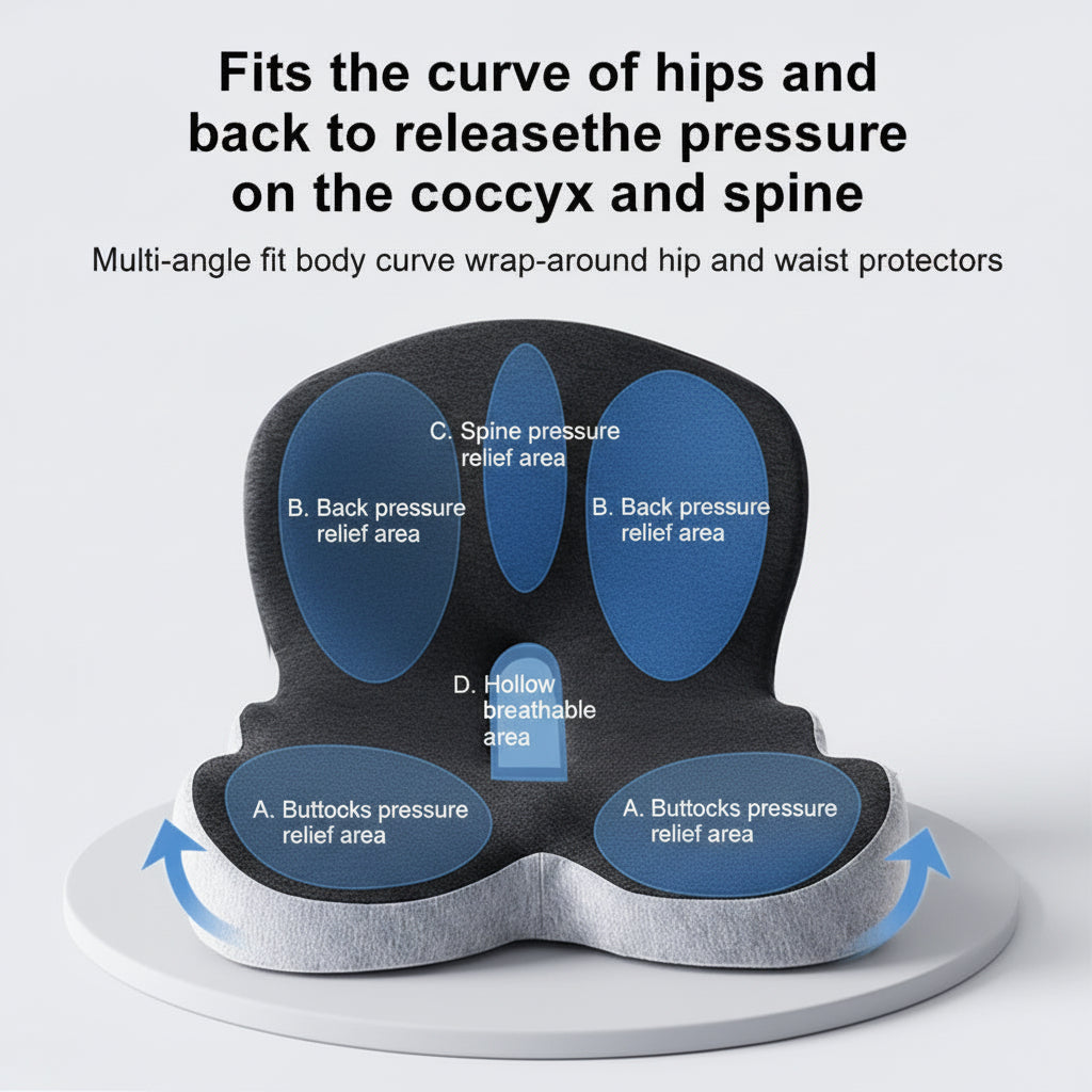 Seat Cushion Back Support Memory Foam Chair Pad