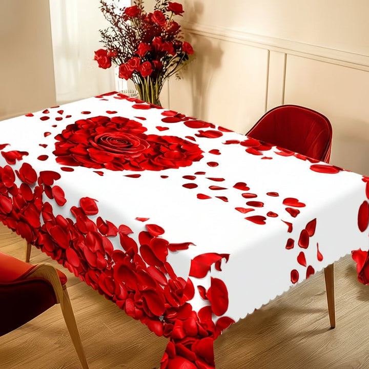 Tablecloth Rose Petal Heart Romantic Polyester Dining Table Cover