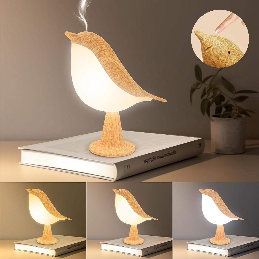 Table Lamp Bird Shape Wood Rechargeable Accent Light