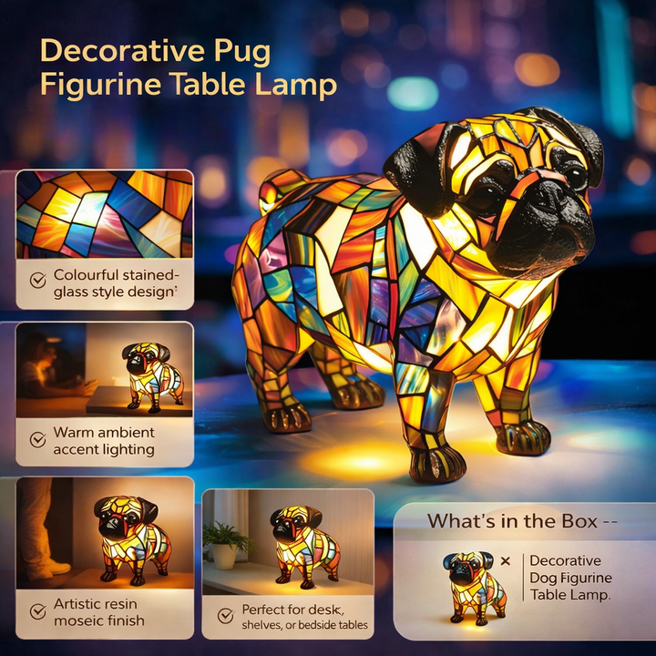 Table Lamp Decorative Resin Dog Figurine Accent Light