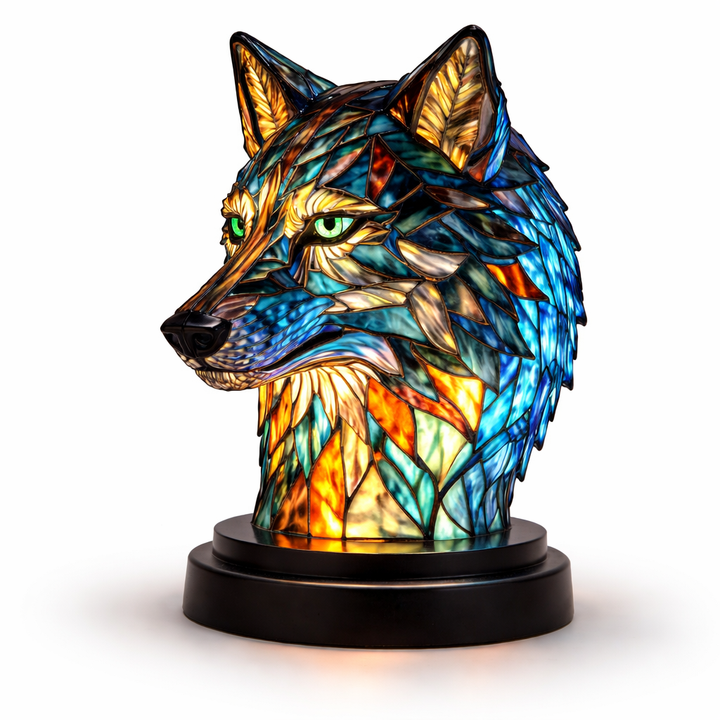 Table Lamp Animal LED Accent Light Stained Glass Style Decor