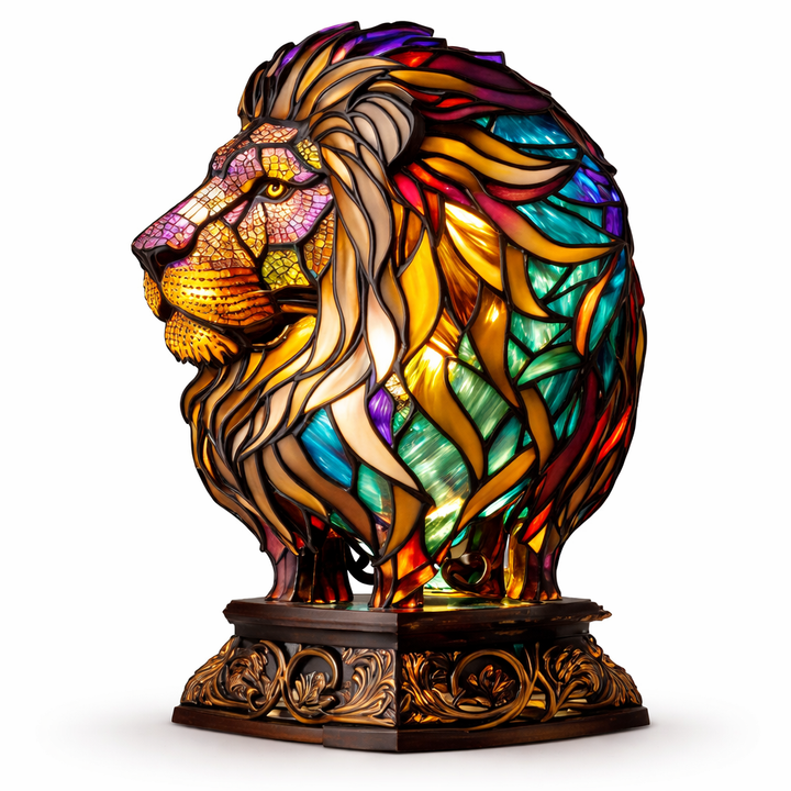 Table Lamp Animal LED Accent Light Stained Glass Style Decor