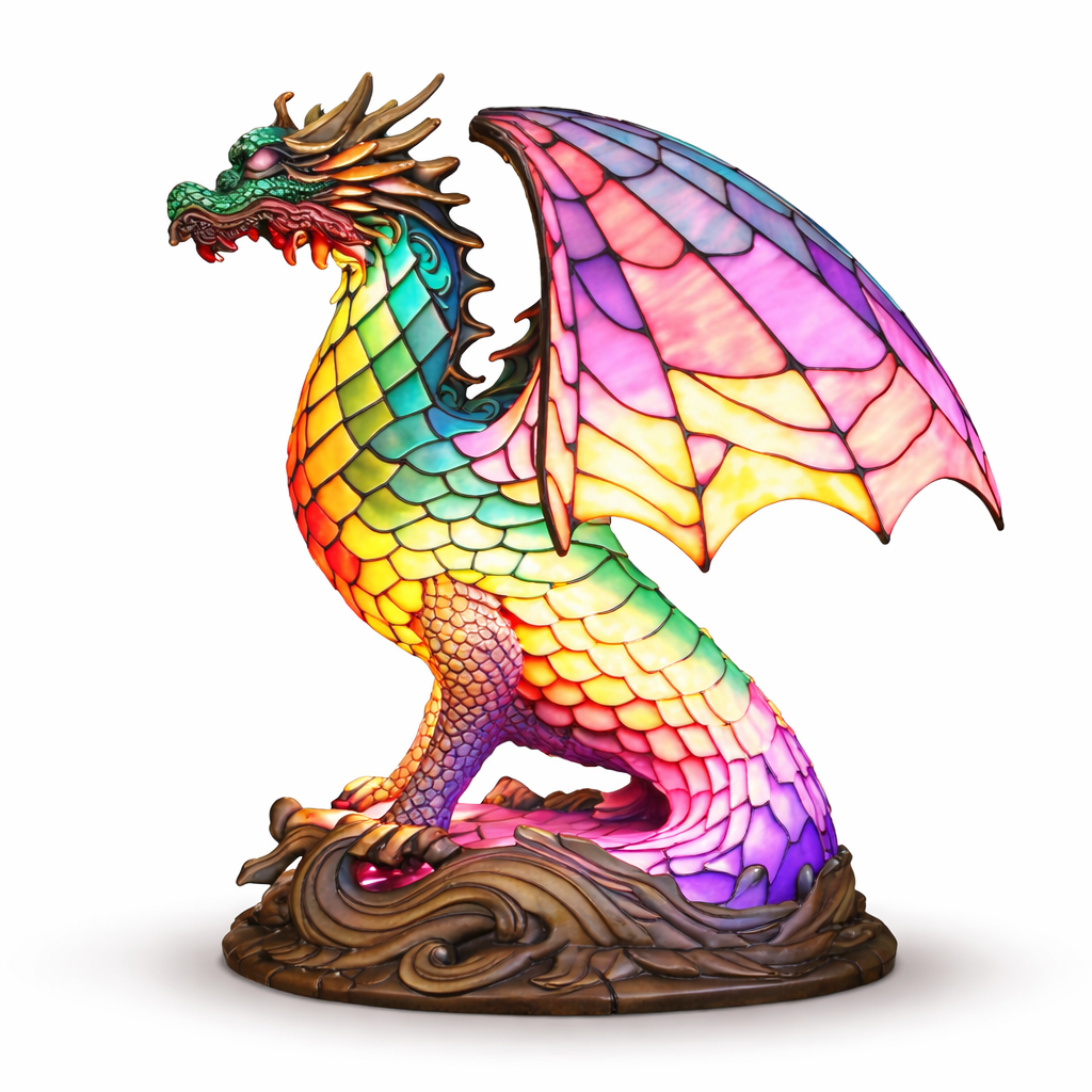 Table Lamp Animal LED Accent Light Stained Glass Style Decor