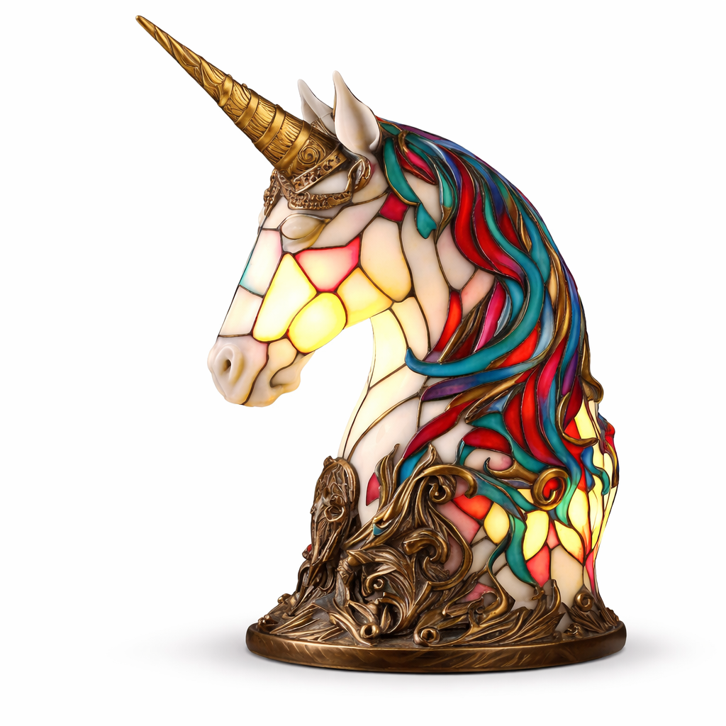 Table Lamp Animal LED Accent Light Stained Glass Style Decor