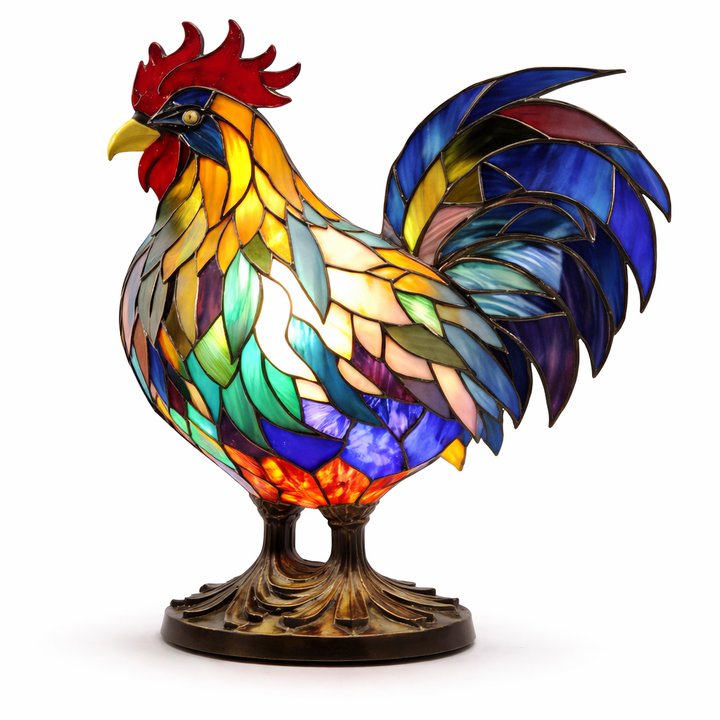 Table Lamp Animal LED Accent Light Stained Glass Style Decor