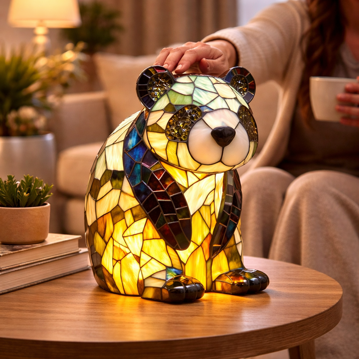 Table Lamp Animal LED Accent Light Stained Glass Style Decor