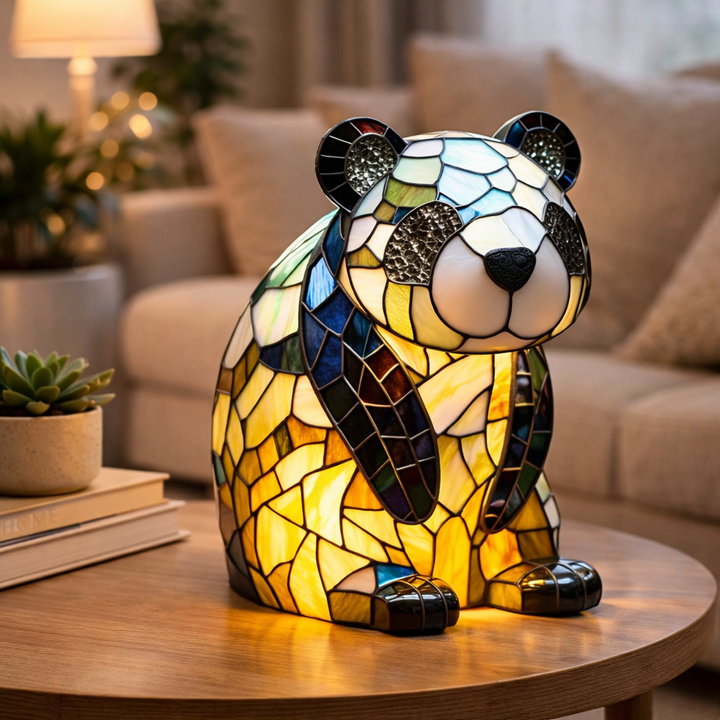 Table Lamp Animal LED Accent Light Stained Glass Style Decor