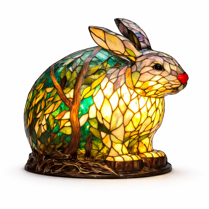 Table Lamp Animal LED Accent Light Stained Glass Style Decor