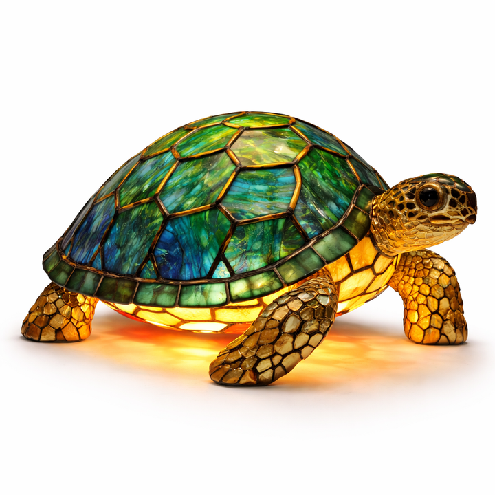 Table Lamp Animal LED Accent Light Stained Glass Style Decor