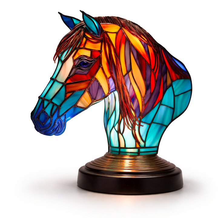 Table Lamp Animal LED Accent Light Stained Glass Style Decor
