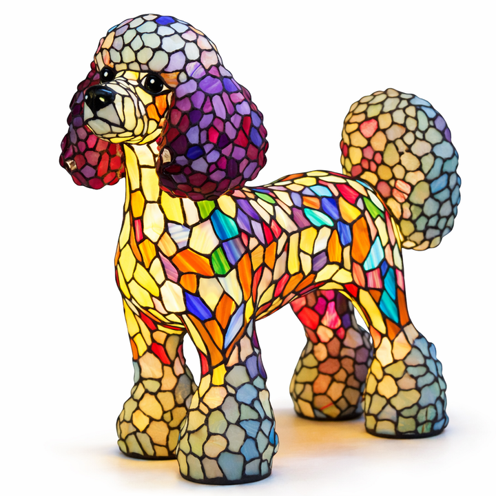 Table Lamp colourful Stained Glass Dog LED Decorative Night Light